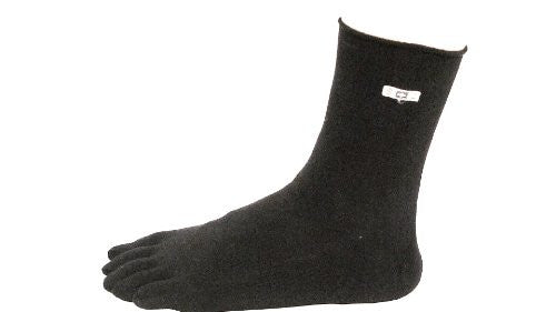 Ankle-High Black Bamboo Toe Socks