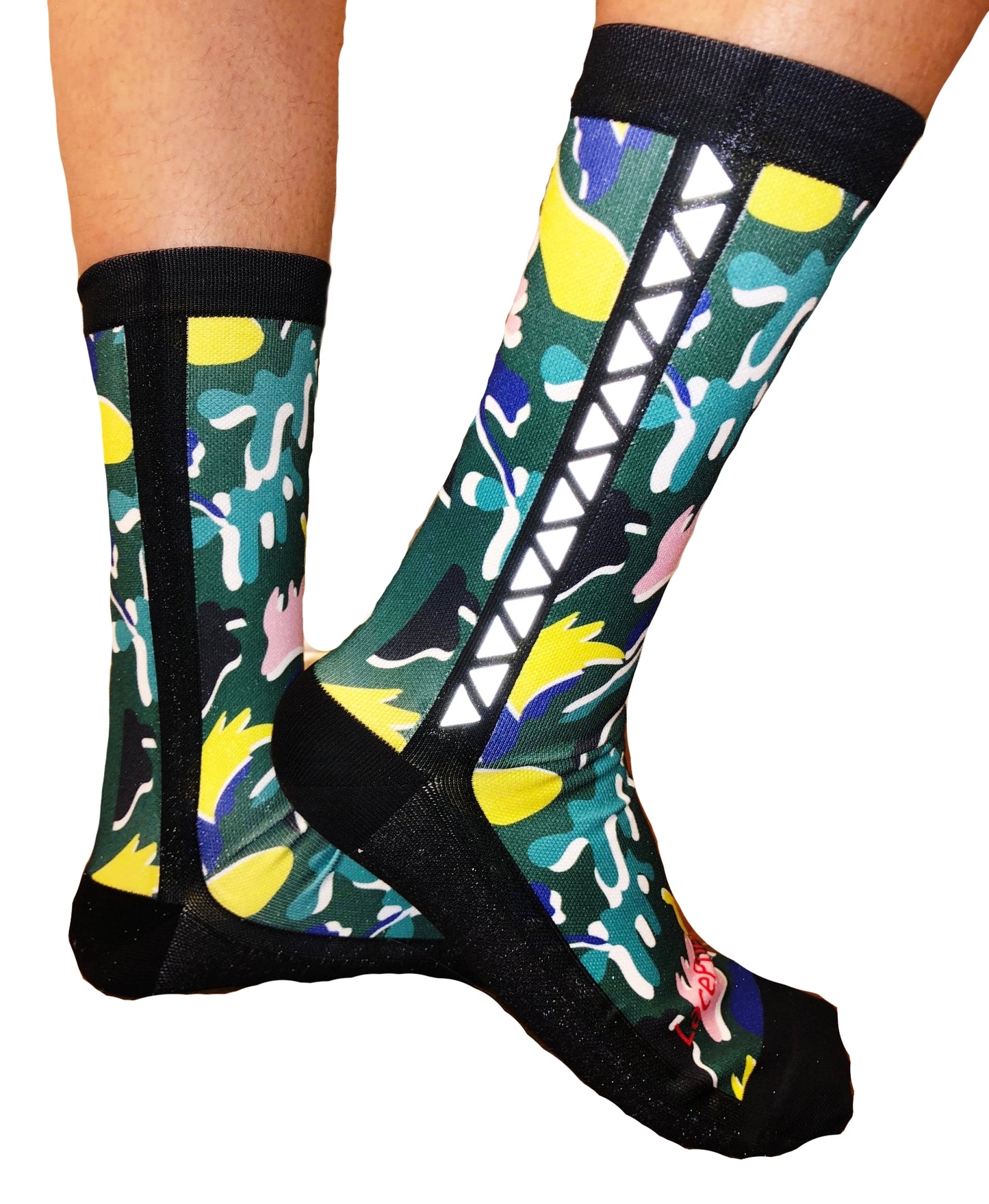 Lace Poet Designer Reflective Stripe Compression Crew Socks