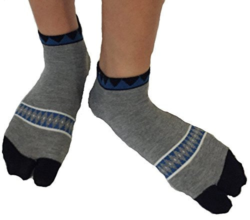 Tabi Socks- Comfortable Soft Dark Blue/Gray Ankle-High Toe Socks