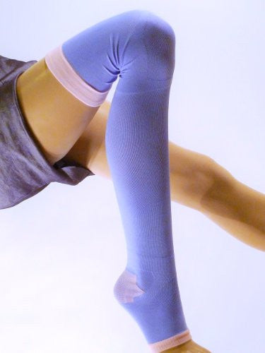 Lace Poet Purple Yoga/Sleep Thigh-High Compression Toeless Socks