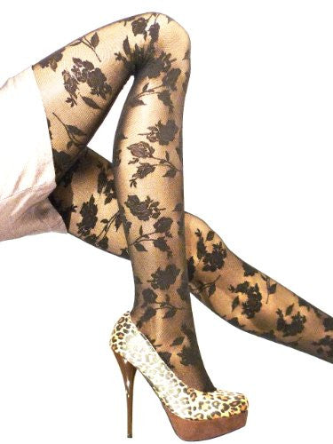 Lace Poet Rose Pattern Pantyhoses