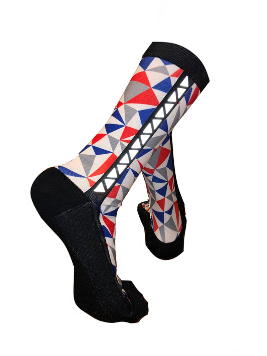 Lace Poet Designer Reflective Stripe Compression Crew Socks