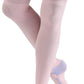 Plus Size Lace Poet Pink Yoga/Sleep Thigh-High Compression Toeless Socks